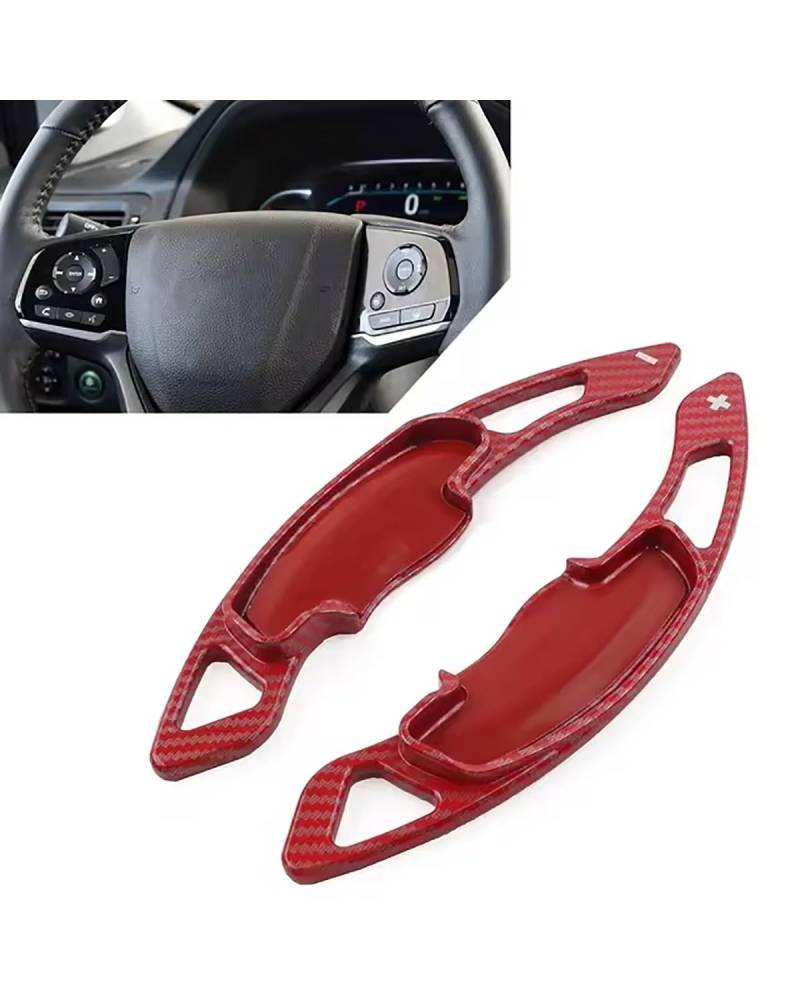 Schaltwippen Carbonfaser-Look Auto-Lenkrad-Schaltwippenverlängerung Für Accord, Für CR-V, Für Civic 10., Für Odyssey, Für Pilot Für Acura Lenkradg Paddle(Carbon Fiber Red) von LIJHGFFA