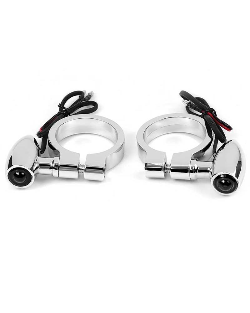 lde Blinker Motorrad 41mm Vorderradgabelrohre Blinker Bernstein Blinker Motorrad Vorderhalterung Anzeigelampen Mini Blinker Motorrad(2pcs Chrome) von LIJHGFFA