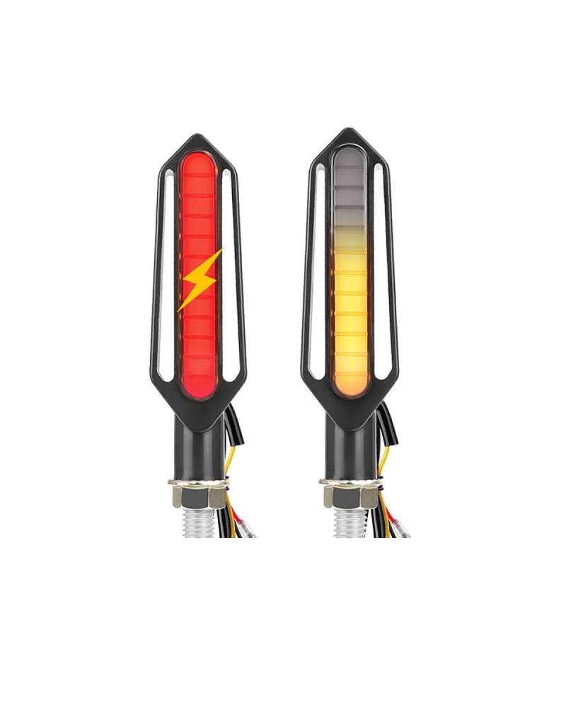 lde Blinker Motorrad Motorrad Blinker 10mm Hinten Blinker Blinker Fließende Signal Lampe DRL Bremse Rücklicht Für Street Dirt Bike Mini Blinker Motorrad(2pcs Red Amber) von LIJHGFFA