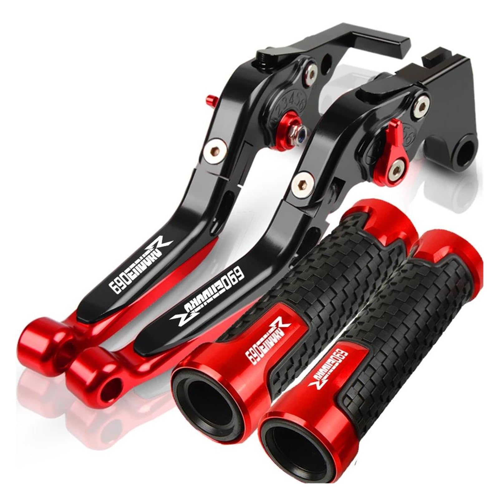 Griff-Kit Für 690 Enduro R 690EnduroR 2014 2015 2016 2017 Motorrad Einstellbare Bremse Kupplung Hebel Lenker Griff Griffe(Red) von LIJUNSHANI