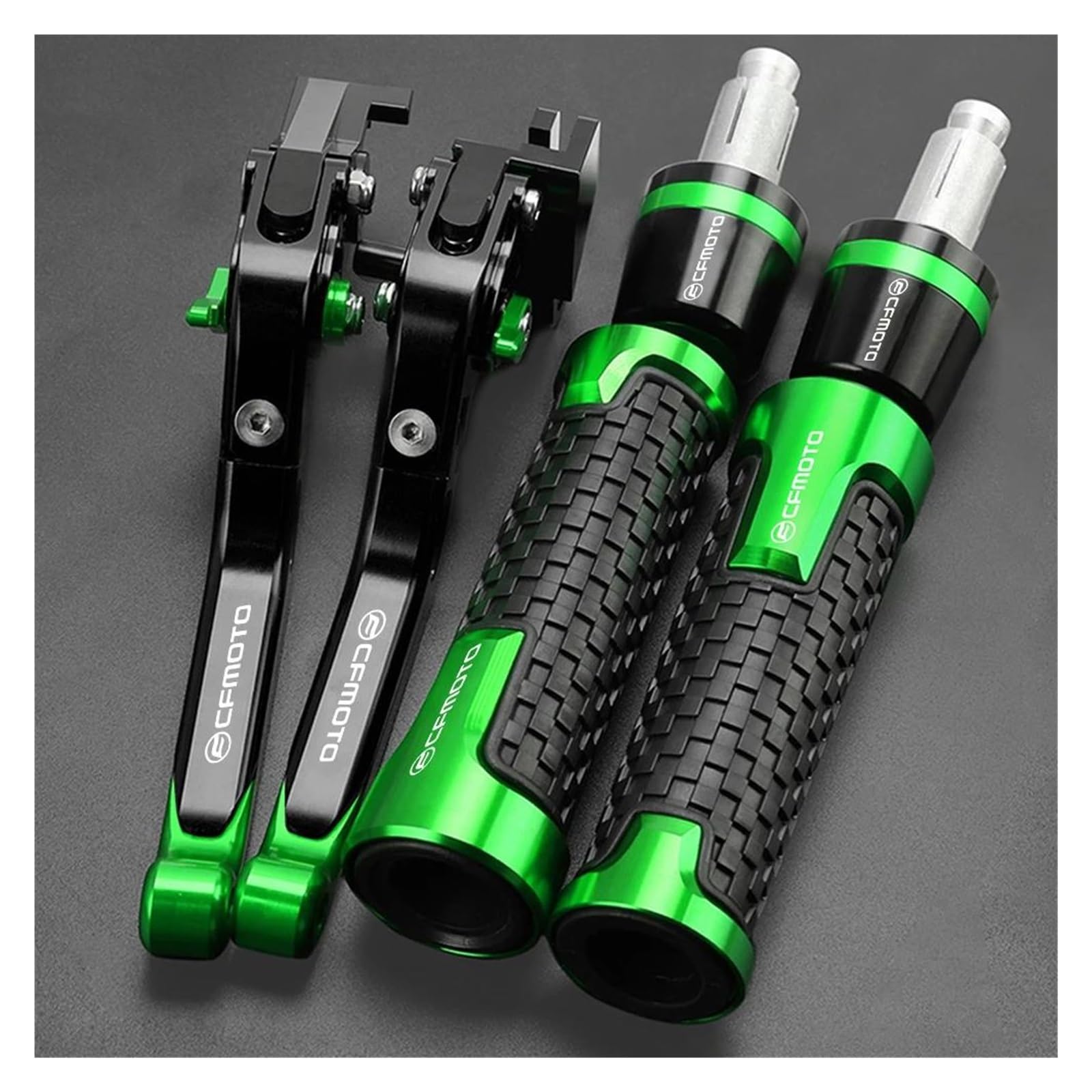 Griff-Kit Für CFMOTO 300SR 300 SR 2021-2023 Motorrad Einstellbare Bremse Kupplung Hebel Griff Bar Grip Ends Motorrad Teile Fit(Green) von LIJUNSHANI