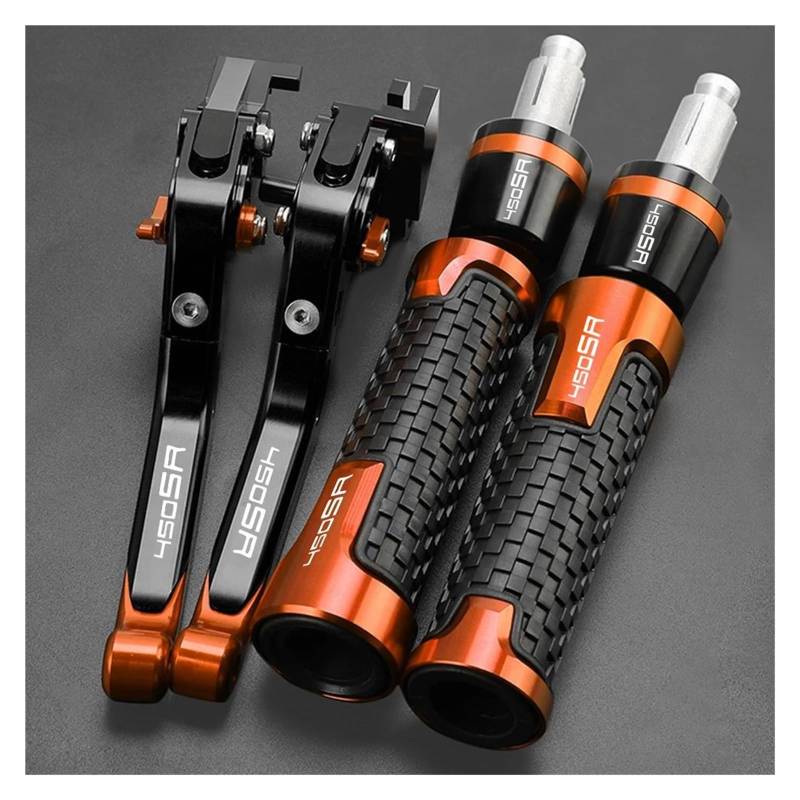 Griff-Kit Für CFMOTO 450SR 450 SR 2023 Motorrad Einstellbare Bremse Kupplung Hebel Griff Bar Grip Ends Motorrad Teile Fit(Orange) von LIJUNSHANI