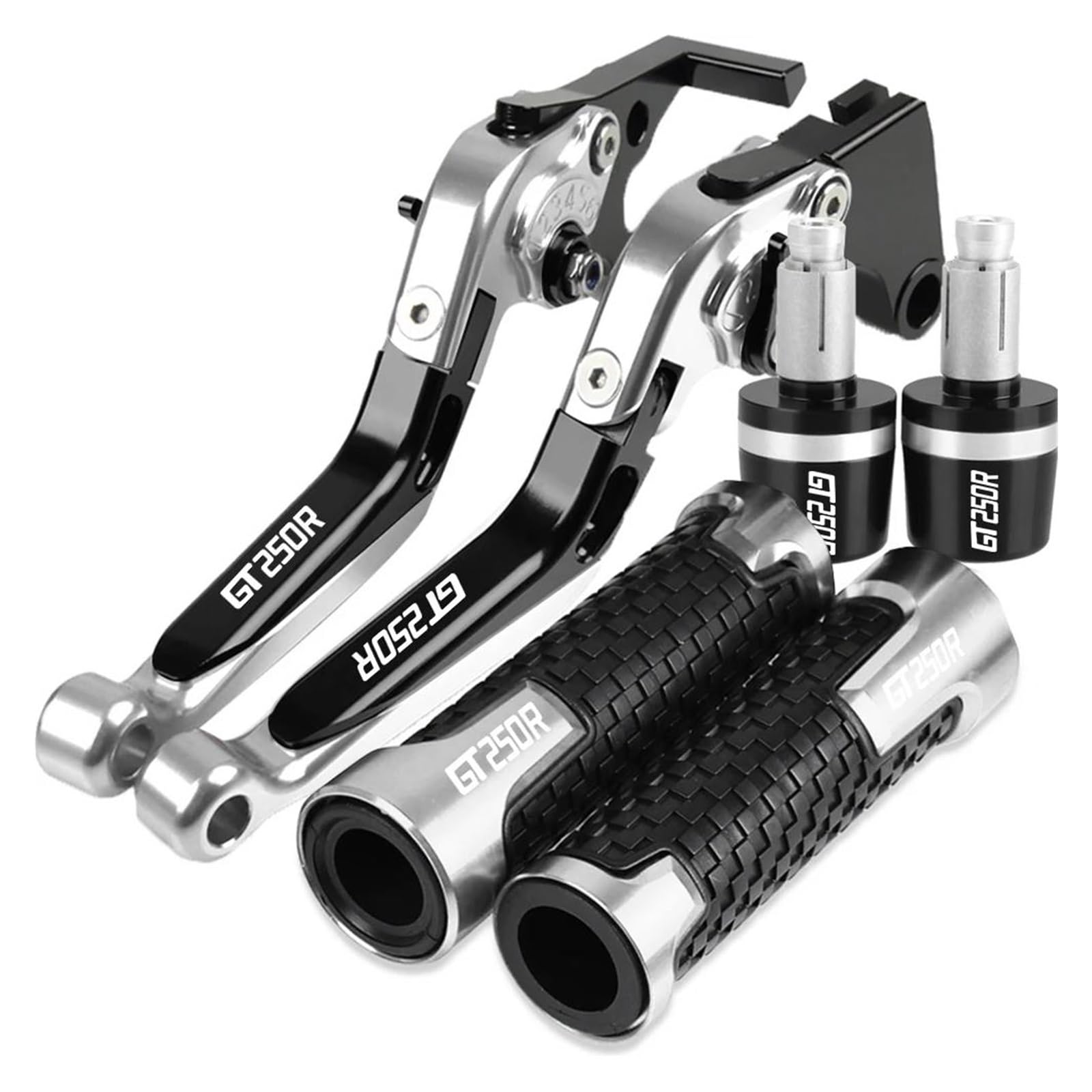 Griff-Kit Für GT250R GT 250R 2006-2010 Motorrad Einstellbare Bremse Kupplung Hebel Griff Bar Grip Ends Motorrad Teile Fit(Silver) von LIJUNSHANI