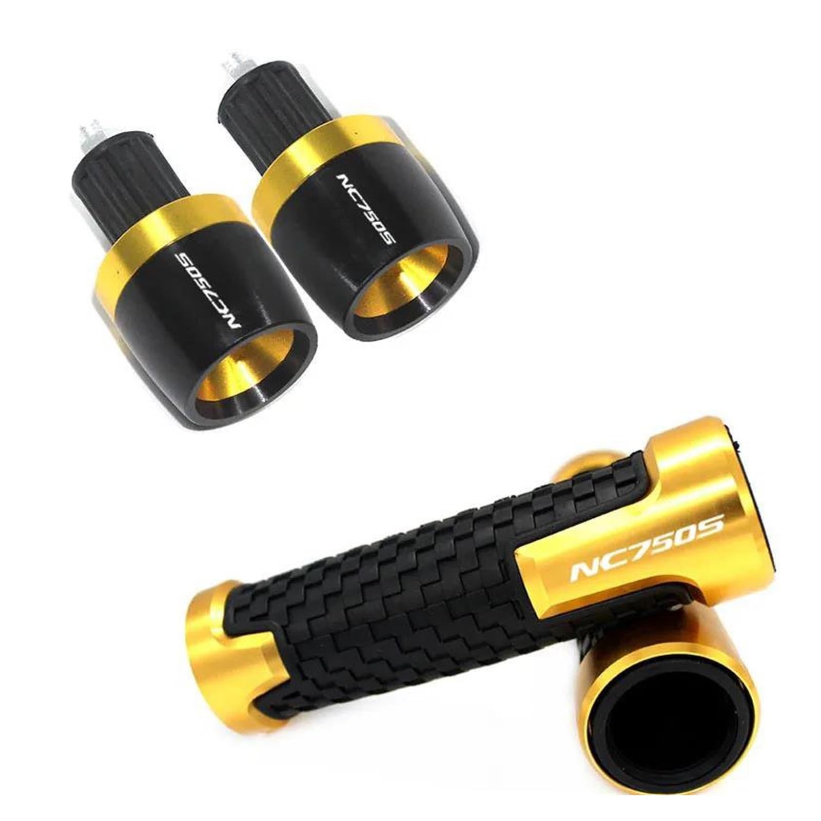 Lenkerende FÜR H&ONDA NC750S NC 750 S NC750 S 2014-2020 Motorrad 22mm 7/8 "Lenker Handgriffe Gummi Grip Zubehör(Gold) von LIJUNSHANI