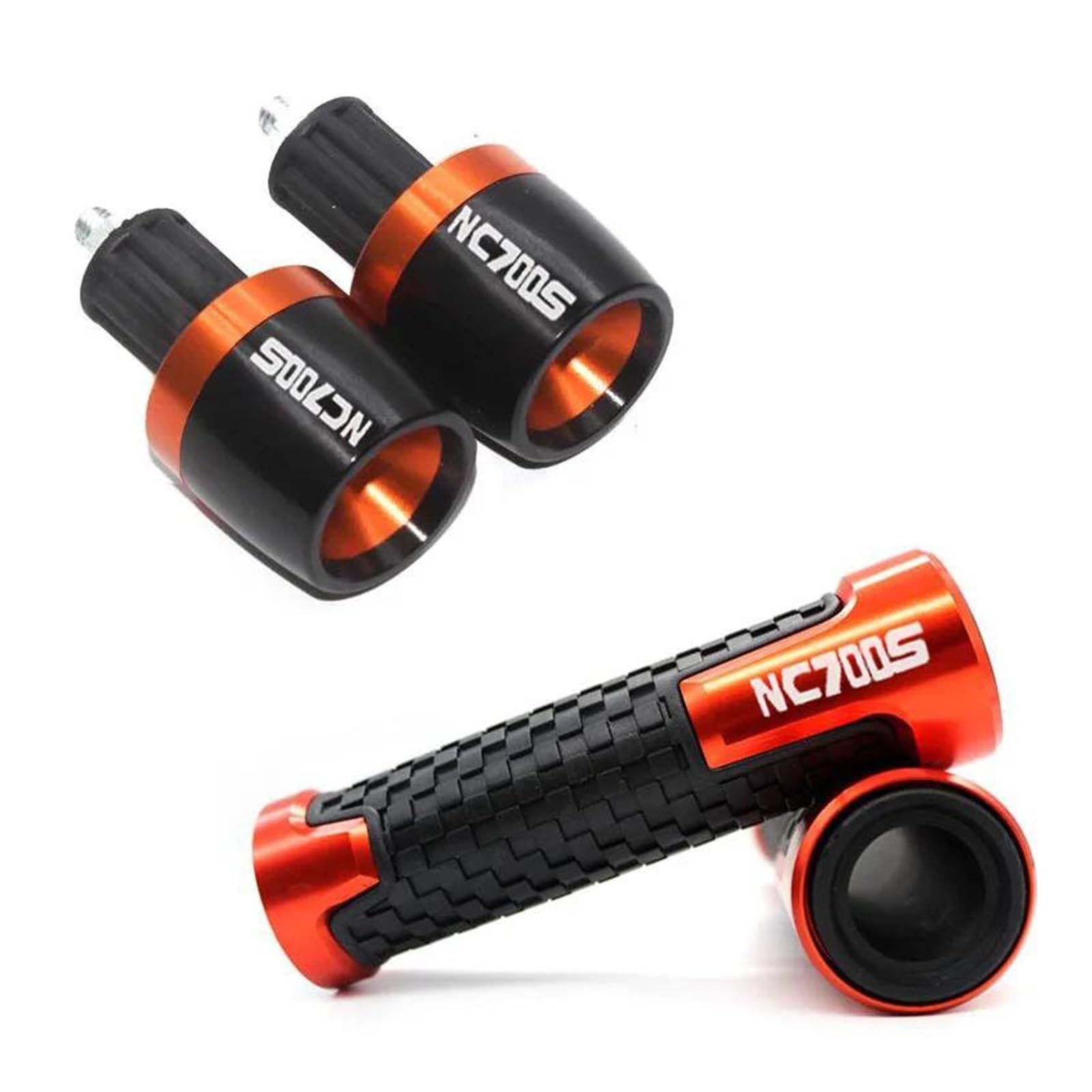 Lenkerende Für H&ONDA NC700S NC700 S NC 700S 2012-2015 Motorrad 22mm 7/8 "Lenker Griffe Enden Griff Bar Kappe End Stecker(Orange) von LIJUNSHANI