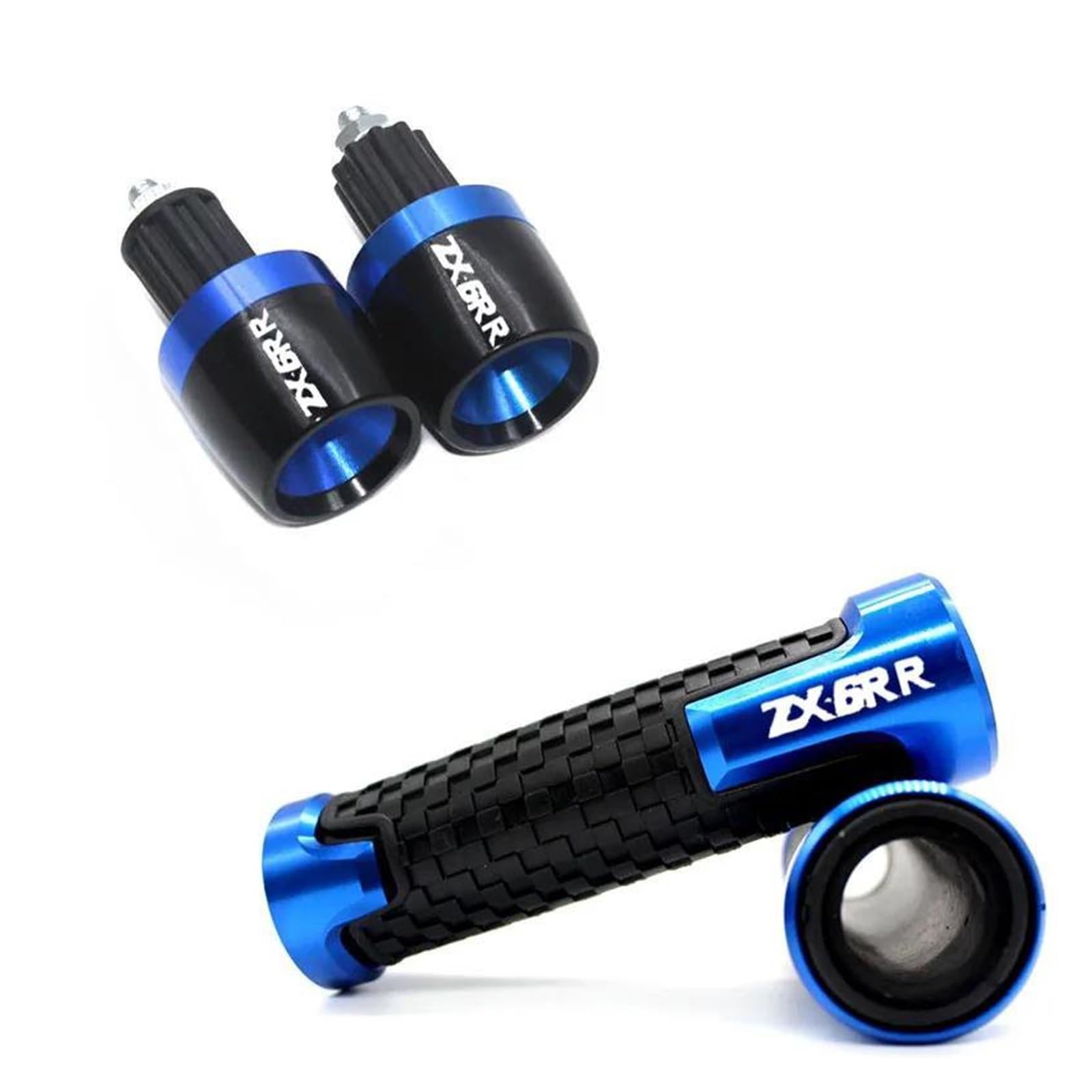 Lenkerende Für Kaw&asaki ZX6R ZX636R ZX6RR ZX 6RR 6R 1995-2021 Motorrad Lenker Griffe Enden Griff Bar Kappe Ende Stecker(Blue) von LIJUNSHANI