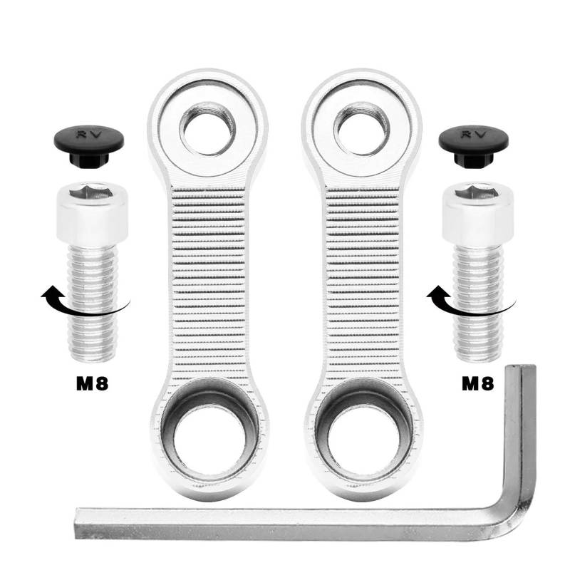 Rückspiegelerhöhungsklemme Motorrad Rückspiegel Verlängerung Riser Extend Adapter Spiegel Extender Adapter Riser Rückansicht Basis Spiegel(Silver) von LIJUNSHANI