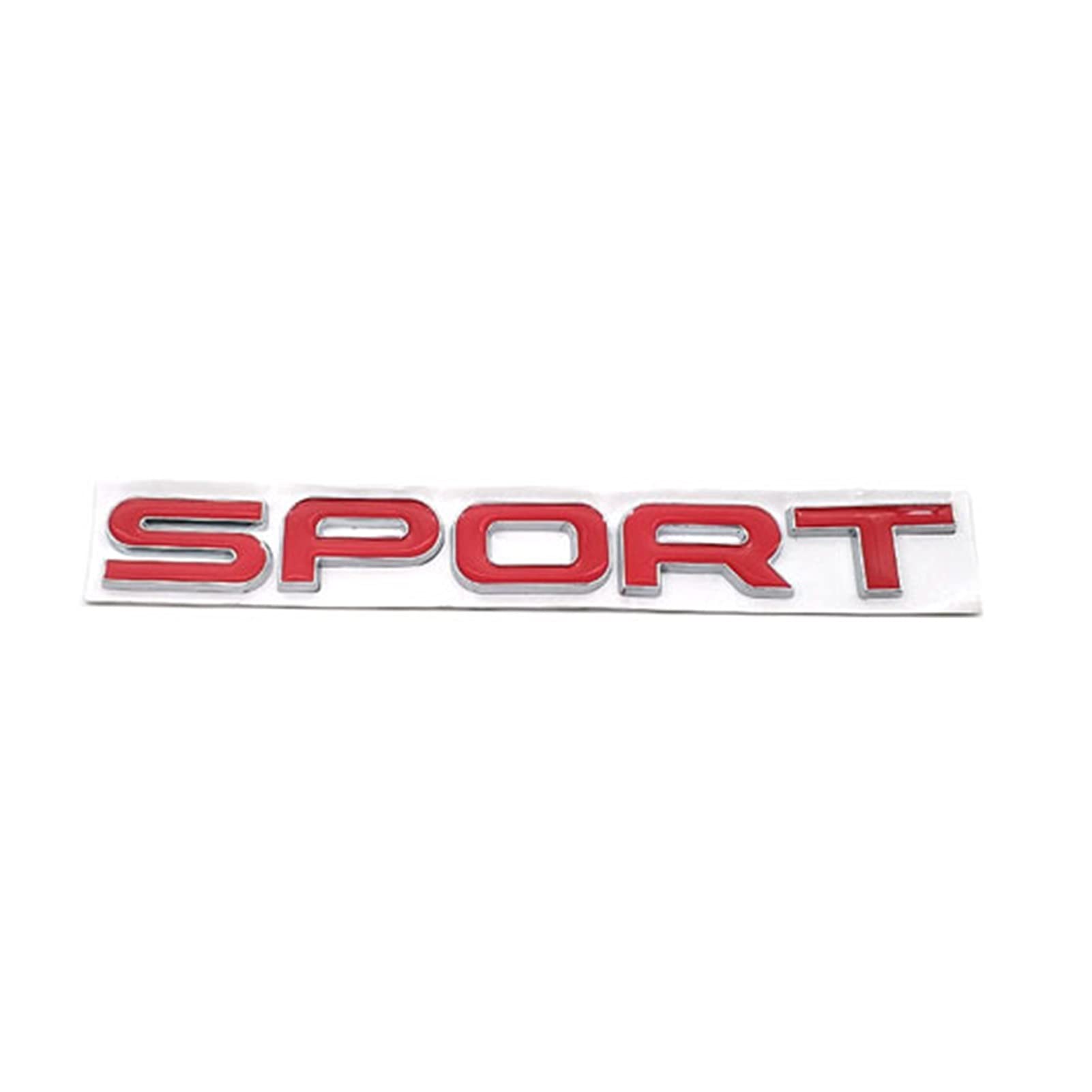 LILLIE Auto-Styling-Metall-Sport-Buchstaben-Logo-Emblem, Auto-Heckklappen-Aufkleber, passend für Land Range Fit für Rover SV, passend für Autobiografie, Passform für Discovery (Farbe: Silber mit Rot) von LILLIE