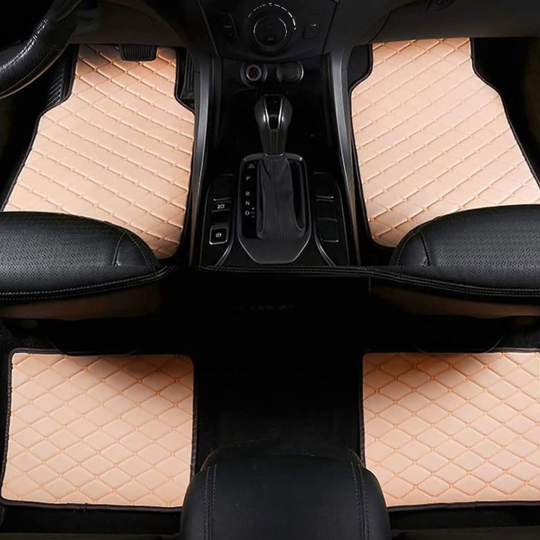 Nach Maß Auto FußMatten für BMW X1 2010-2015 E84(LHD), Automatten Lederteppich Wasserdicht Anti-Rutsch Bodenmatte Vorne Hinten Protector ZubehöR,D/Beige von LIMIMIKAIXIN