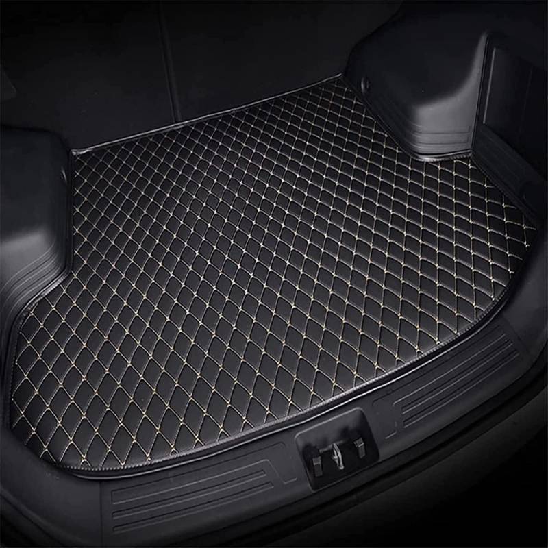 Auto Leder Kofferraummatte Für Audi SQ5 TDI (2012–2016), rutschfest Wasserdicht Innenraum ZubehöR Schutzmatte Kratzfest Antischmutzig,A/Black-Beige von LIMINFACAI