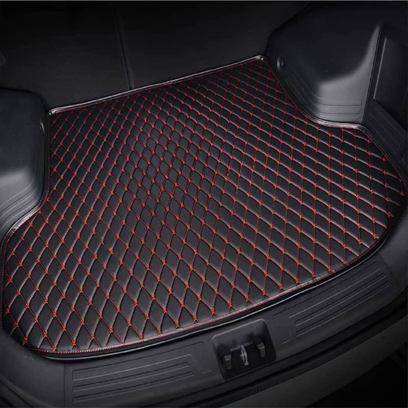 Auto Leder Kofferraummatte Für Audi SQ5 TDI (2012–2016), rutschfest Wasserdicht Innenraum ZubehöR Schutzmatte Kratzfest Antischmutzig,A/Black-Red von LIMINFACAI