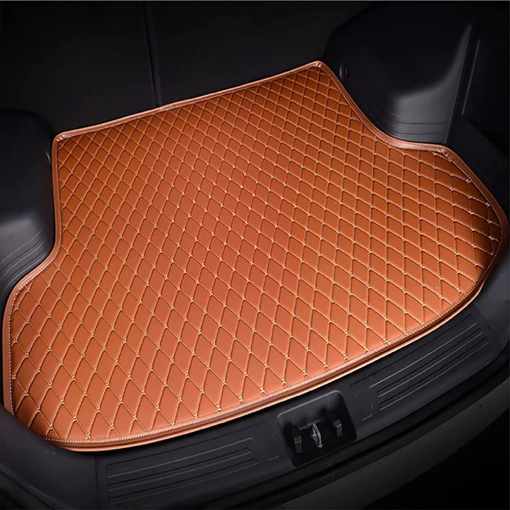 Auto Leder Kofferraummatte Für Audi SQ5 TDI (2012–2016), rutschfest Wasserdicht Innenraum ZubehöR Schutzmatte Kratzfest Antischmutzig,A/Orange von LIMINFACAI