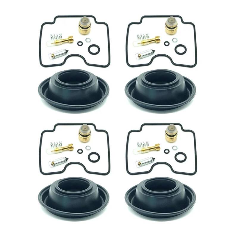 Vergaser-Wiederaufbau-Reparatursatz, Kammerdichtung, Dichtung, Schwimmerventil, 4 Sätze Teile for FZ1 FZS1000 2001 2002-2005 FZ 1 FZS 1000(4 kits diaphragms) von LIMINGHUA