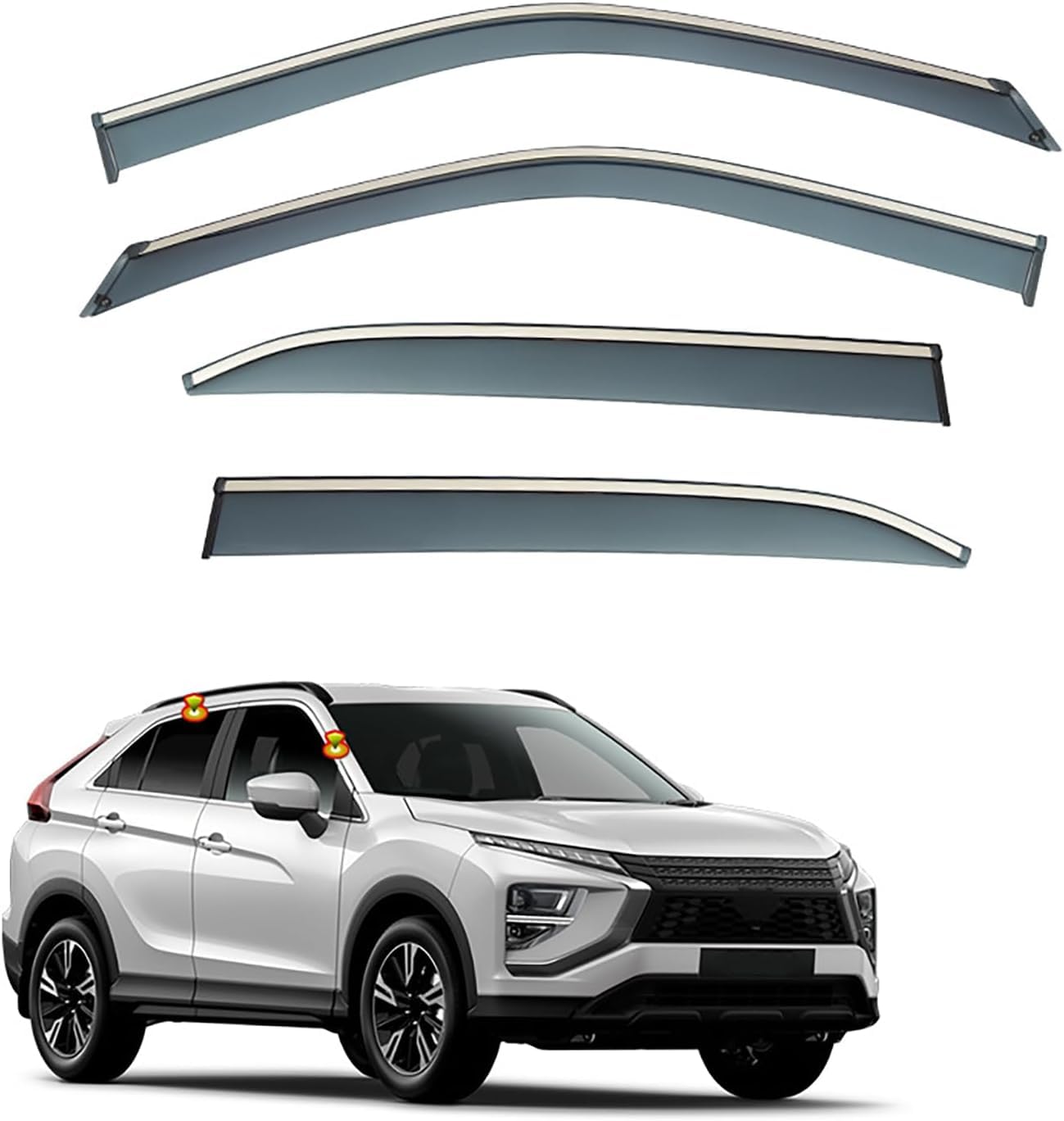 4 Stück Autofenster Windabweiser für Mitsubishi Eclipse Cross MK1-GK/GL/YA 2018 2019 2020 2021 2022 2023, Seitenfenster Regenabweiser Beschlagfrei Beschattung Deflektor Augenbrauen Dekoration Zubehör von LINCYS