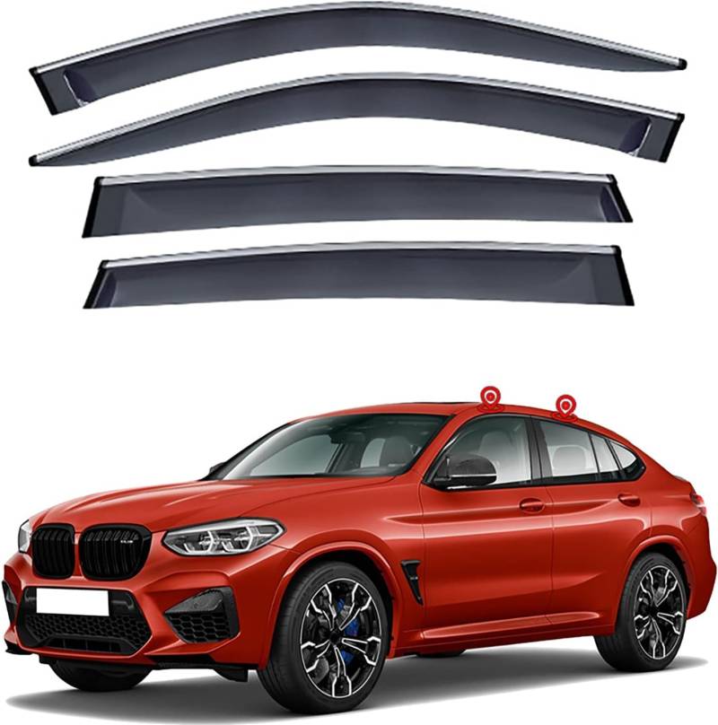 LINCYS 4 Stück Autofenster Windabweiser für BMW X4 G02 2019 2020 2021 2022 2023, Seitenfenster Regenabweiser Beschlagfrei Beschattung Deflektor Augenbrauen Dekoration Zubehör von LINCYS