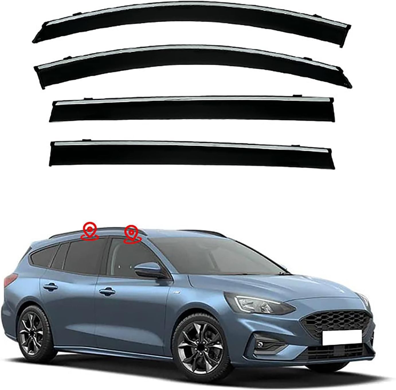 LINCYS 4 Stück Autofenster Windabweiser für Ford Focus Active Wagon MK4-C159 2021 2022 2023, Seitenfenster Regenabweiser Beschlagfrei Beschattung Deflektor Augenbrauen Dekoration Zubehör von LINCYS