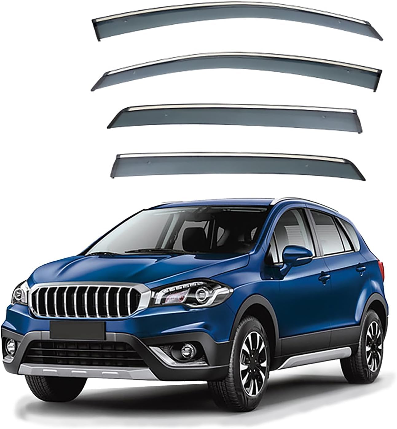 LINCYS 4 Stück Autofenster Windabweiser für Suzuki SX4 S-Cross JY 2013-2020 2021 2022 2023, Seitenfenster Regenabweiser Beschlagfrei Beschattung Deflektor Augenbrauen Dekoration Zubehör von LINCYS