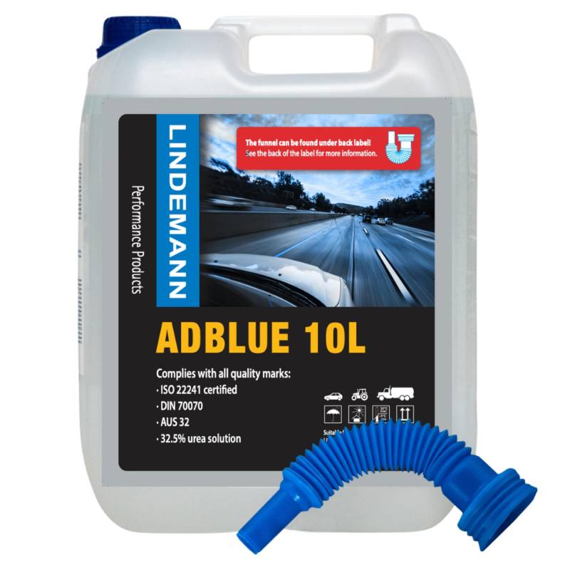 Lindemann Adblue 10L - Inklusive Einfüllschlauch (hinter dem Etikett) - ISO 22241 - UREA AUS32 Grade - Für alle Automarken (BMW, VW, Mercedes und Mehr) - Ad Blue Kanister Mit Einfüllhilfe (1) von LINDEMANN