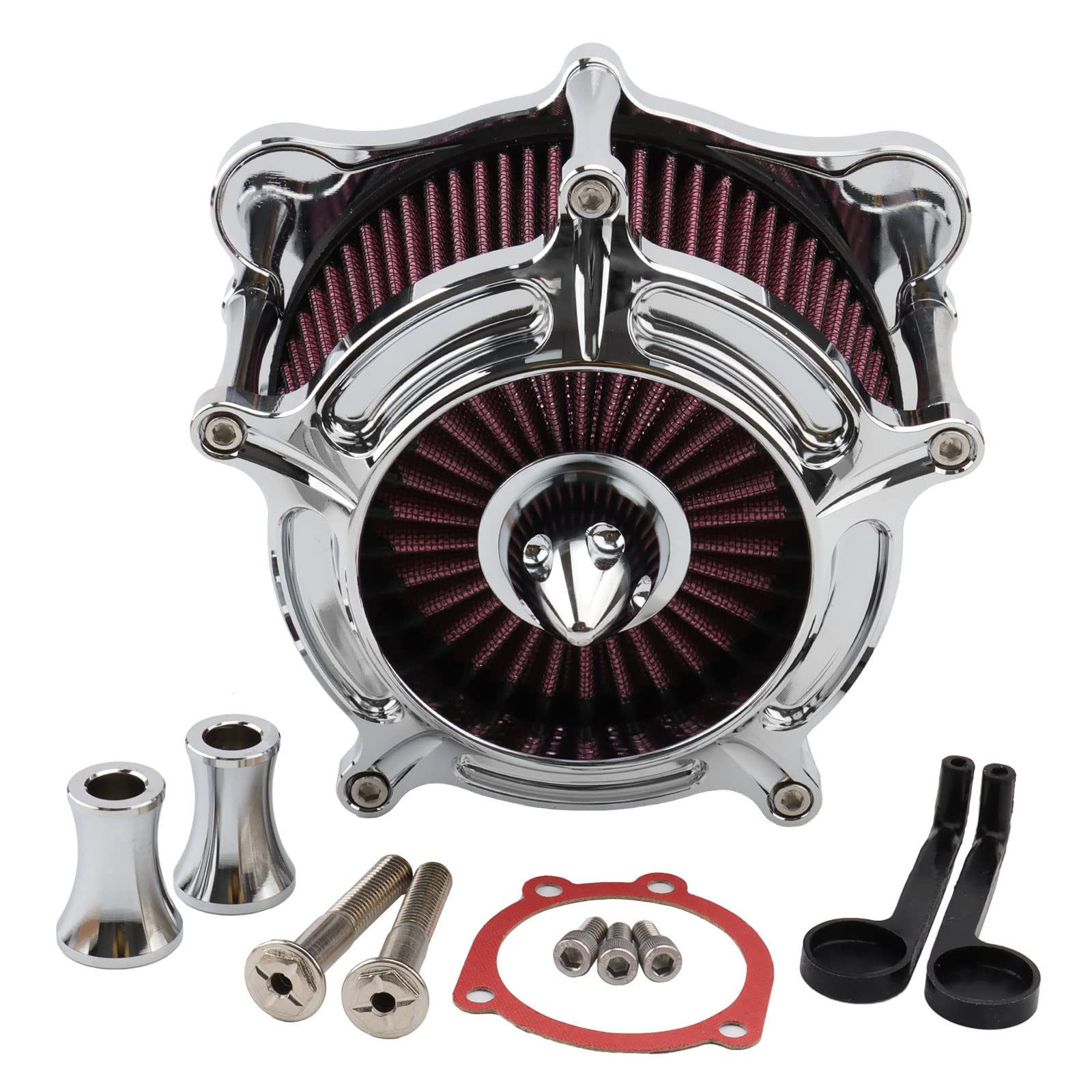 Motorrad Luftfilter Ansaugreiniger Kit Spike Turbine für Harley Dyna Street Bob FXR Softail 93-2015 Touring Road King 1993-2007 Twin Cam EVO Chrome von LINGDU