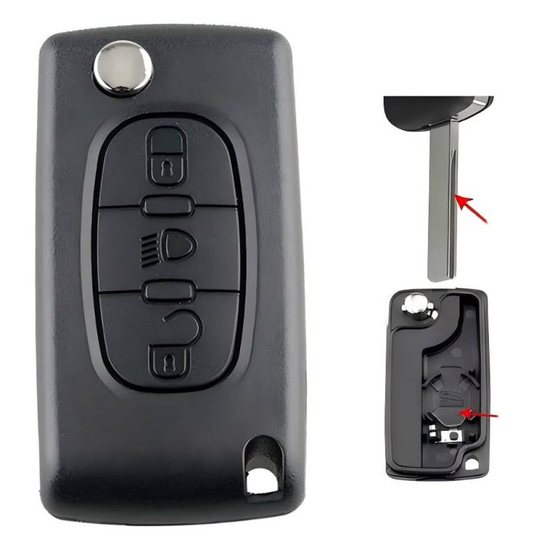 3 Tasten Autoschlüssel Ersatz passend für Citroe-n C1 C2 C3 C4 C5 C6 Dispatch Berlingo Grand Picasso, Peugeot 307 407 Partner Expert Key Cover Case Zubehör von LINGXIYA