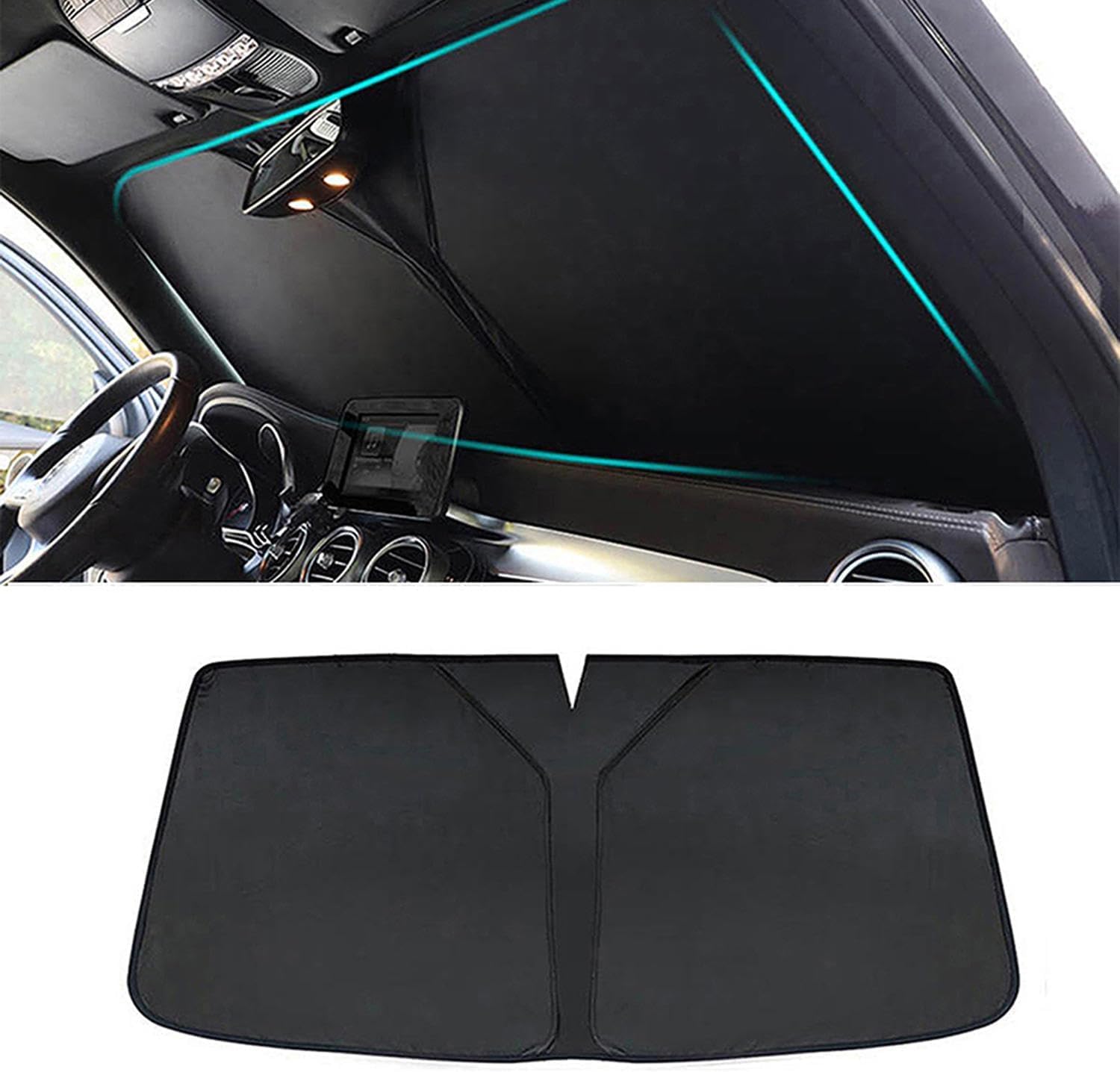 Auto-Sonnenschutz für Benz ML-Class W164, Die Windschutzscheibe UV-Schutz für Autofenster, Autozubehör,A-Black von LINJIHOL