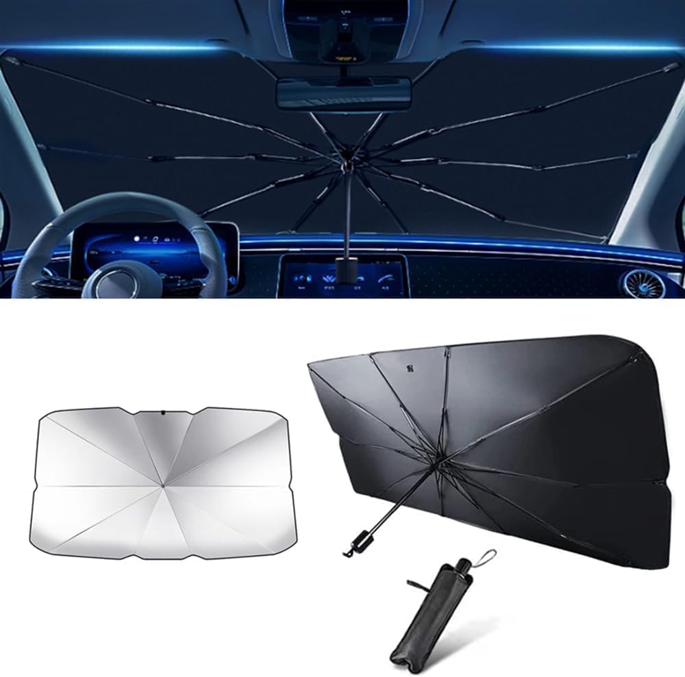 Sonnenschirm Auto Frontscheibe für Hyundai Elantra AD 2015-2020,Carbonfaser Skelett mit UV Schu Tragbarer Frontscheibe Sonnenschirm. von LINJIHOL