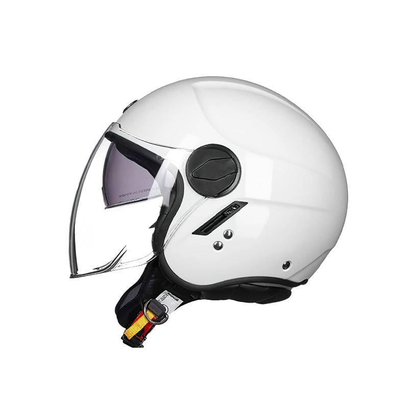 LIONCIANO Motorradhelm, ECE 22.06-zertifizierter halboffener Helm, offener Helm, Moto und Roller, Damen, Erwachsene, Anti-Kratz-Visier(Blanche,XL=61-62cm) von LIONCIANO