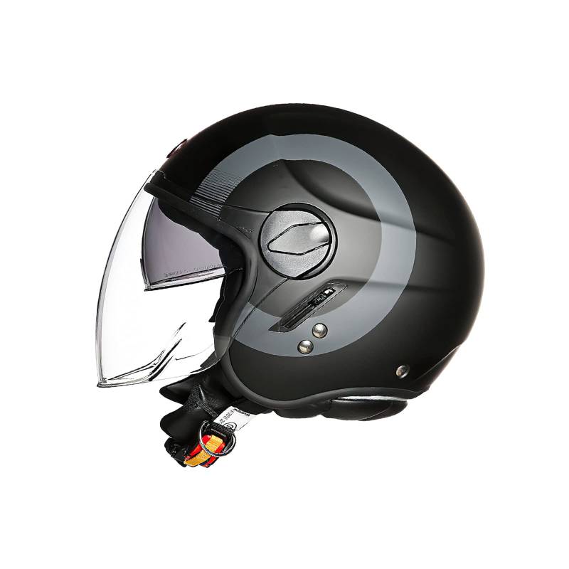 LIONCIANO Motorradhelm, ECE 22.06-zertifizierter halboffener Helm, offener Helm, Moto und Roller, Damen, Erwachsene, Anti-Kratz-Visier(Noir Mat Rose Syrah,XXL=63cm) von LIONCIANO