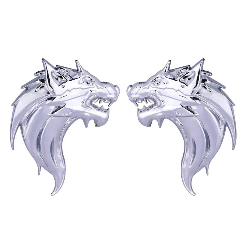 Autoaufkleber Auto Emblem Aufkleber 1 para 3D Metall Wolf Abzeichen Aufkleber Aufkleber Metall Auto LKW Emblem Aufkleber Dekoration (Silber) von LIOOBO