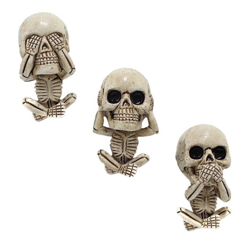 3 Stück Totenkopf- Auto- Lüftungsclip Hören Nicht Sehen Nicht Sprechen Totenkopf- Design Auto- Diffusor Lüftungsclip Mini- Skelettfiguren für Die Innendekoration von LIOOBO