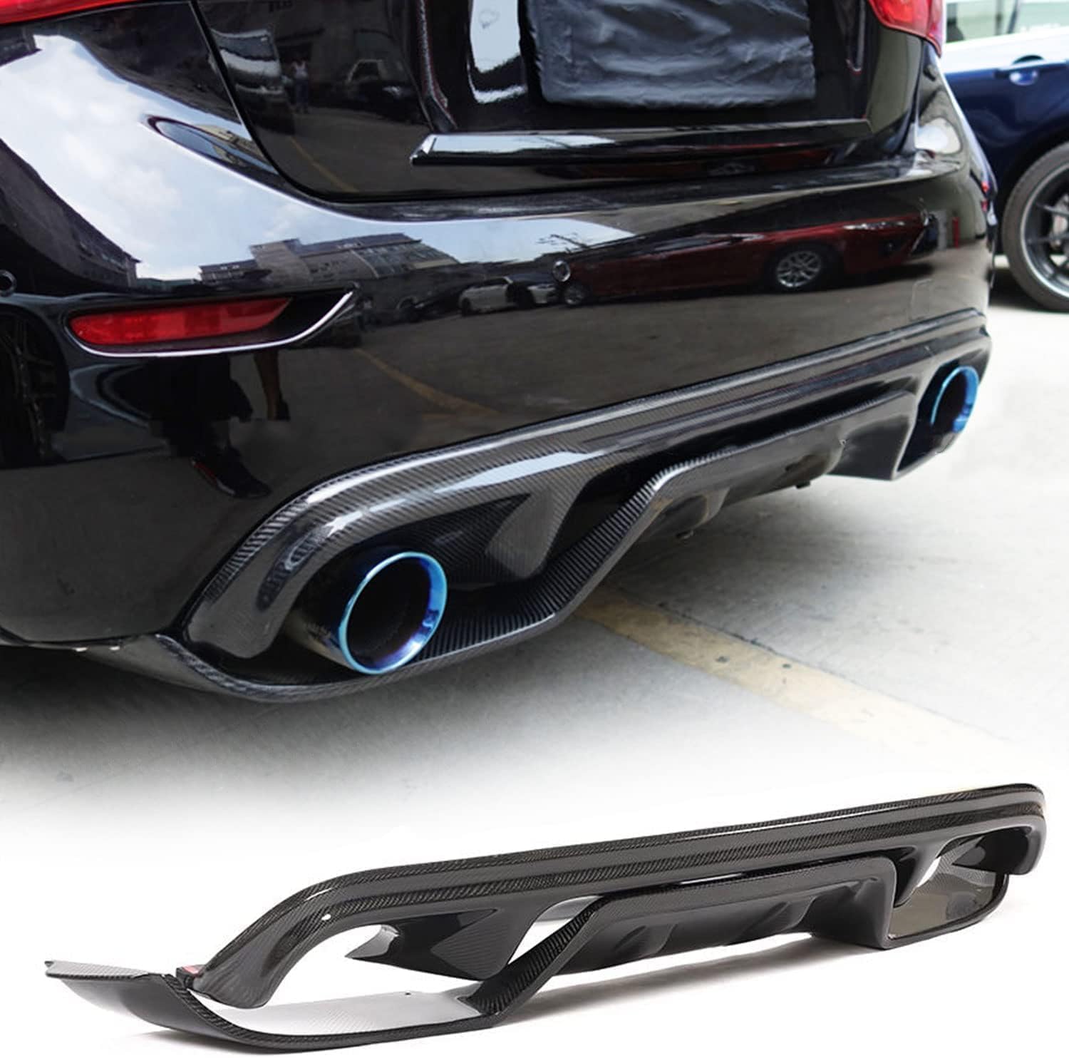 Auto Heckstoßstange Hecklippe Diffusor Heckspoiler für Infiniti Q50 2014 2015, Body Modification Parts,Car Rear Bumper Chassis Wing Lip Diffuser von LIQIQ
