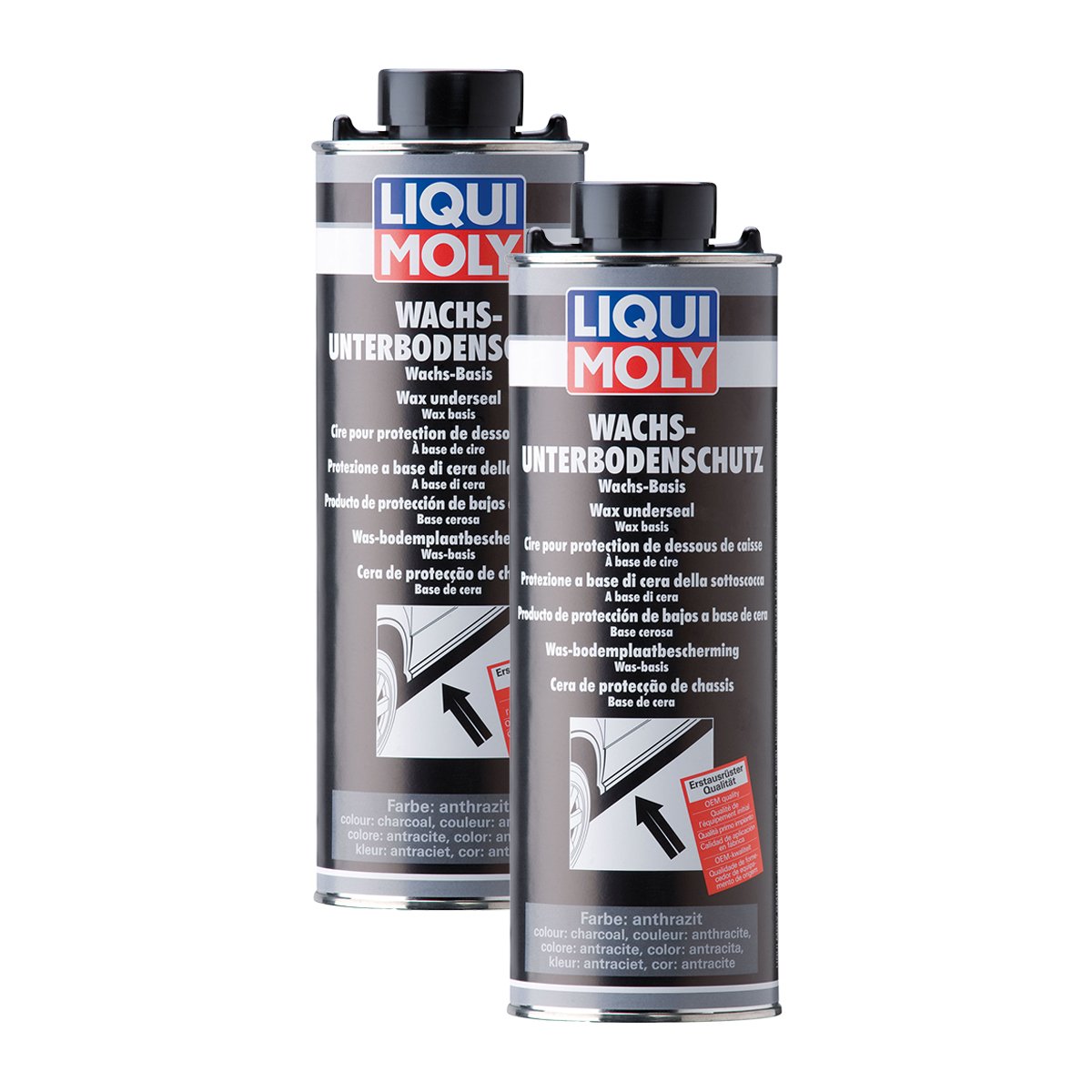 2X LIQUI Moly 6102 Wachs Unterbodenschutz anthrazit schwarz Pflege Schutz 1L von Liqui Moly