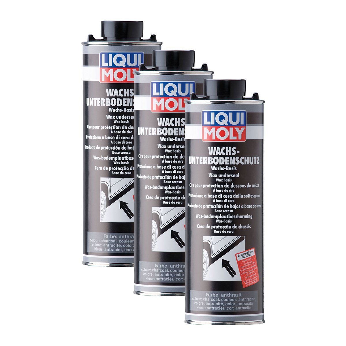 3X LIQUI Moly 6102 Wachs Unterbodenschutz anthrazit schwarz Pflege Schutz 1L von Liqui Moly