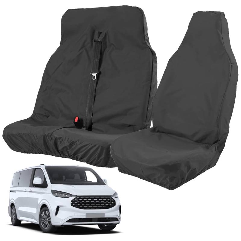 LIROPAU Autositzbezüge Set, Transporter Sitzbezüge Auto kompatibel mit Ford Transit Custom 2013-2024, Sitzbezüge Auto für Transporter Vordersitze 2+1, Sitzschoner Auto Compatible Airbag von LIROPAU