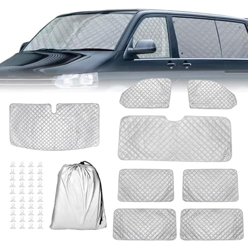 LIROPAU Windschutzscheiben-Sonnenschutz,8PCS Faltbare Wasserdicht UV-Proof Windschutzscheiben Abdeckung, Sonnenschutz Auto Frontscheibe Ersatz kompatibel mit VW T5 T6, mit Aufbewahrungstasche - 8PCS von LIROPAU