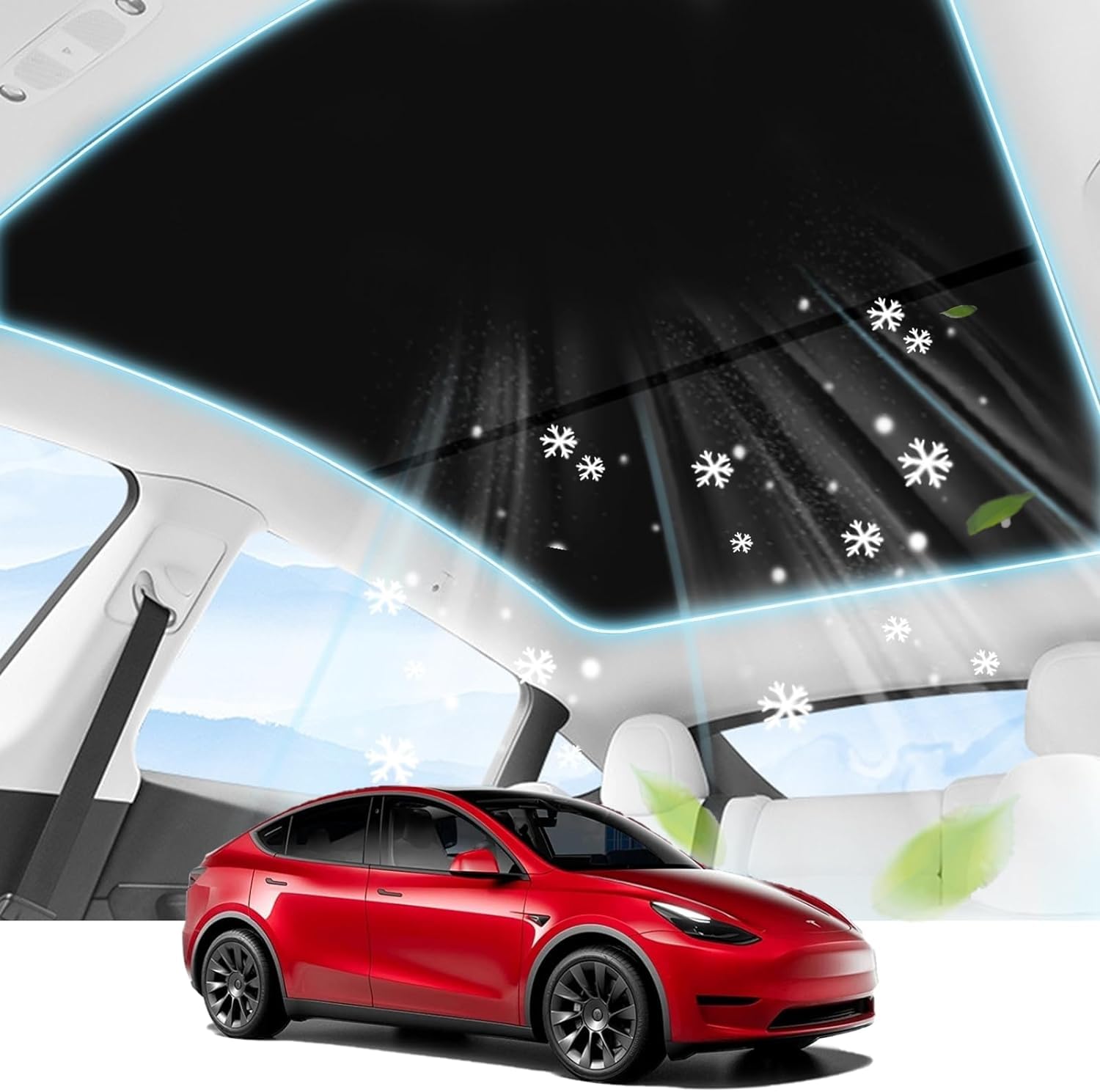 Tesla 2021 2022 2023 Model 3 Sonnenblenden für Glasdach, Auto Schiebedach Glas Schatten faltbar Sonnenschirm Hitze isolieren Sonnenschirm Sonnenschutz (Model 3-Black) von LIROPAU