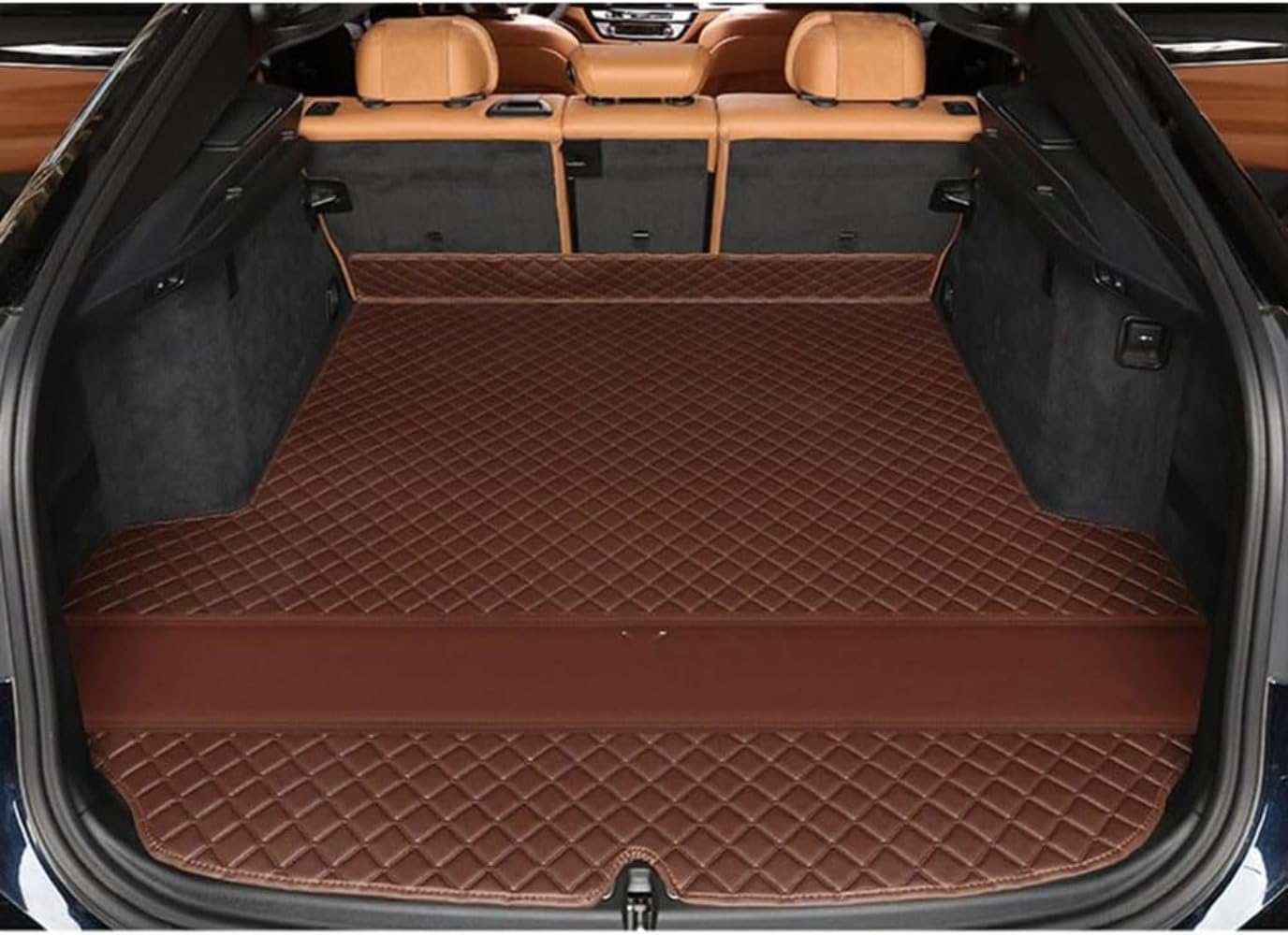 LIRUOXI Car Boot Liner Mats Leather for Mer-cedes Be-nz ML W164 2006-2011, Auto Rear Trunk Carpet Protector Pad Custom Cargo Tray Waterproof Accessories (E/Coffee) von LIRUOXI