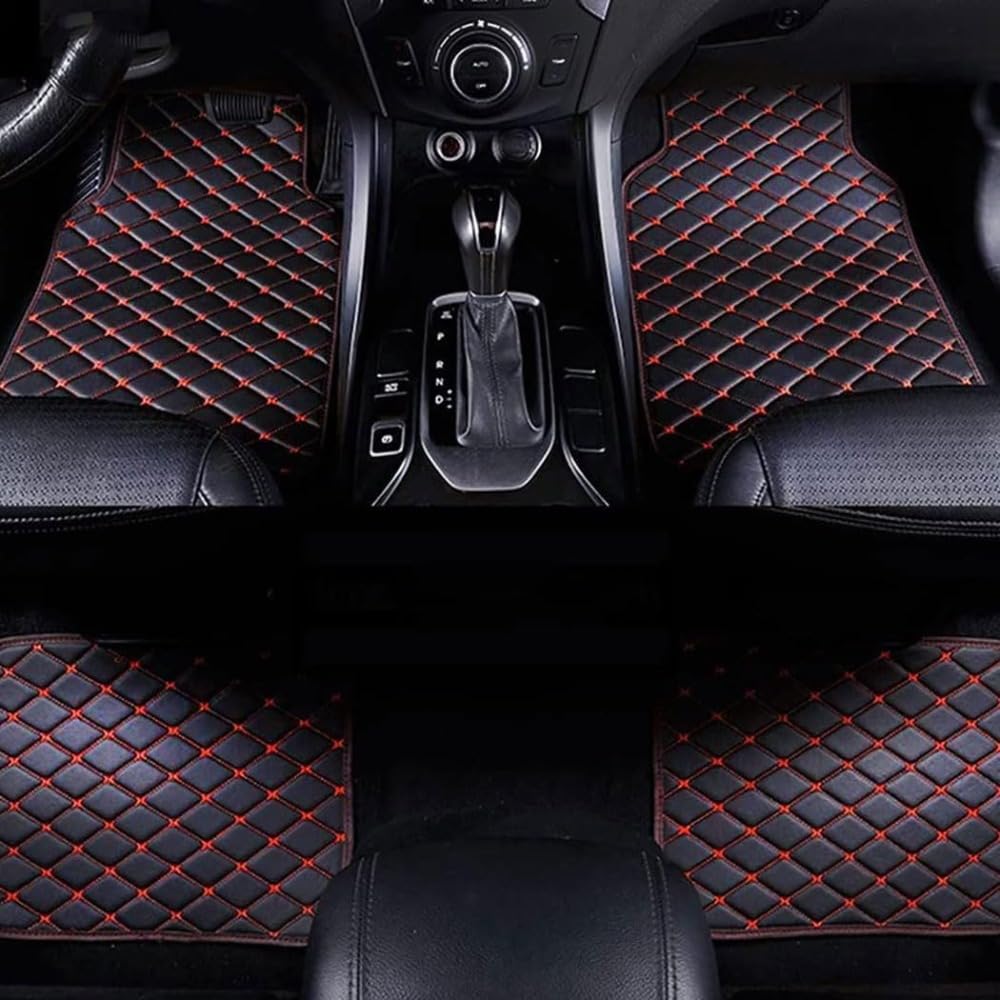 LIRUOXI Car Floor Mats Custom for Seat Leon 2009-2013(RHD) Foot Pads Carpet Set Floor Liners Protection Mat Waterproof Auto Accessories (E/Black-red) von LIRUOXI