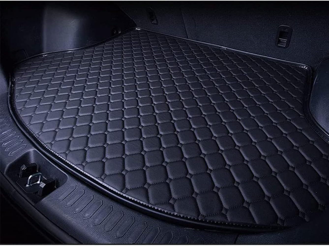 LIRUOXI Car Leather Boot Liner Mats for Au-di TT 8J TTS 2006-2014, Auto Rear Trunk Carpet Protector Pad Custom Artificial Leather Waterproof Accessories (A/All-Black) von LIRUOXI