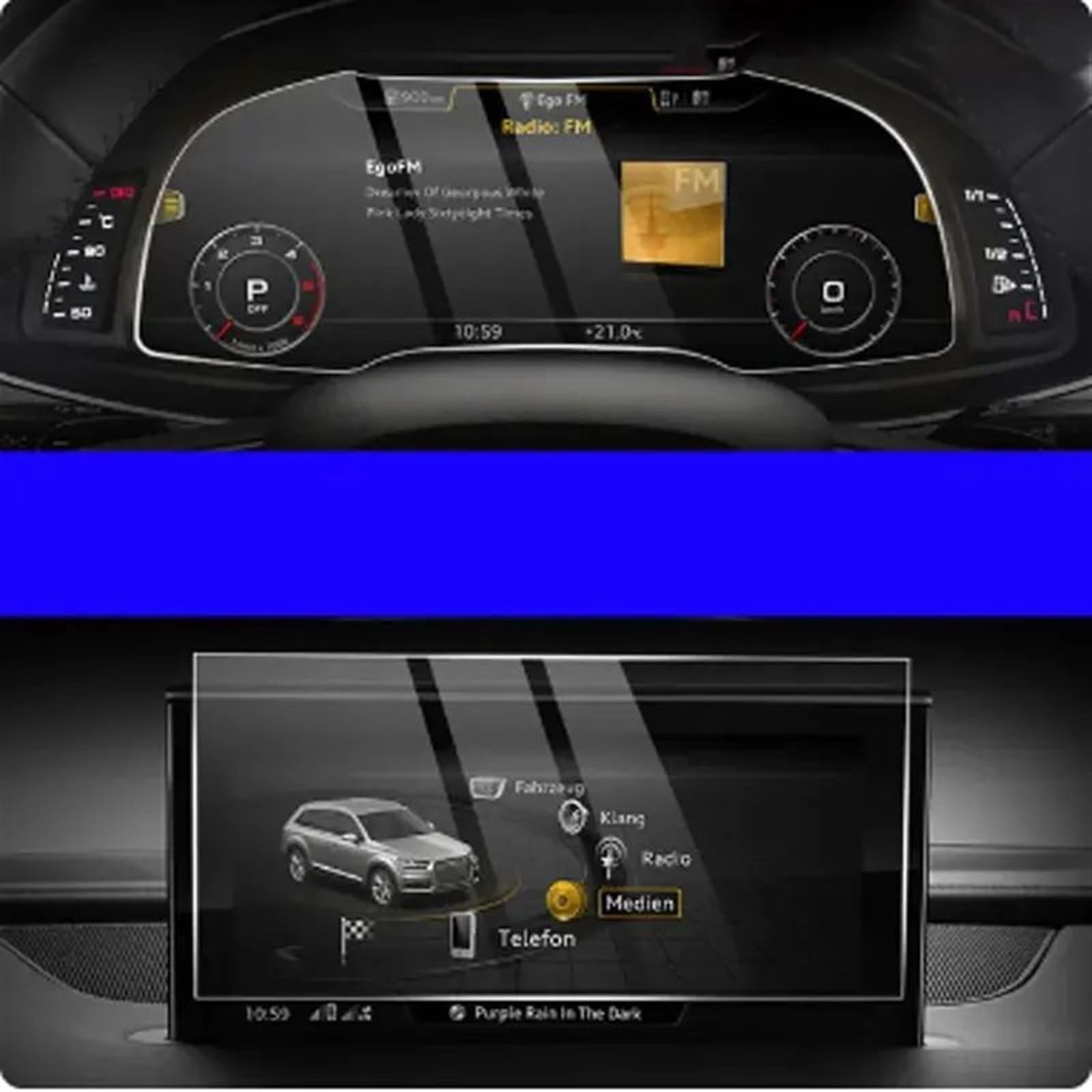 LISROEU Kompatibel Mit Für Q7 SQ7 4M 2018 2019 Auto-GPS-Navigation Und Armaturenbrett-Displayschutzfolie Aus Gehärtetem Glas Auto GPS Bildschirmschutz(GPS and Instrument) von LISROEU