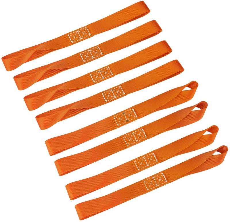 LITTOU KOLOME 1" x 12" Doppelschlaufen Zurrschlaufen Schlaufen Spanngurte für Motorrad, ATV, UTV, Fahrrad - 2300 Lbs (Orange, 8 Stück) von LITTOU