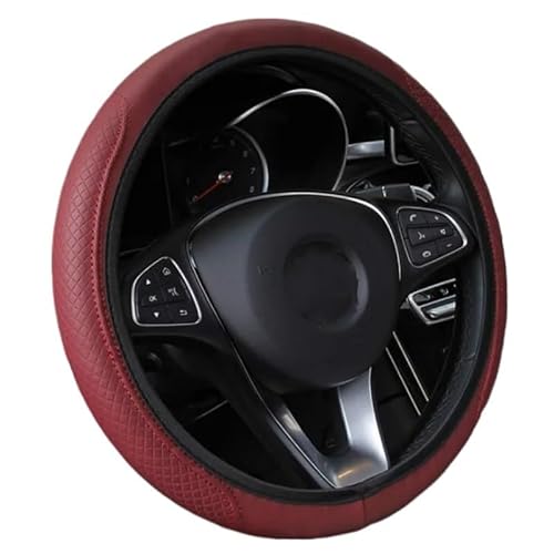 Lenkradbezug 37-39 cm Auto-Lenkrad-Abdeckung, rutschfest, Auto-Lenkrad-Abdeckung, Anti-Rutsch-Prägung, Auto-Styling, Auto-Zubehör Auto Lenkradbezug(Wine Red) von LIUCHUCHU