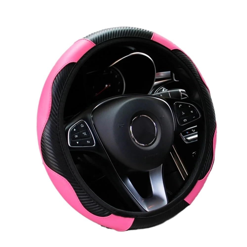 Lenkradbezug Auto-Lenkradbezug, atmungsaktiv, rutschfest, Lenkbezüge, geeignet for 38 cm, Auto-Dekoration Auto Lenkradbezug(Pink) von LIUCHUCHU