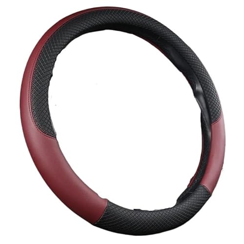 Lenkradbezug Lenkradbezug, passend for Automodelle mit Einer Größe von 37–38 cm, Innendetails, Autozubehör, Autoartikel Auto Lenkradbezug(Black and Wine red) von LIUCHUCHU