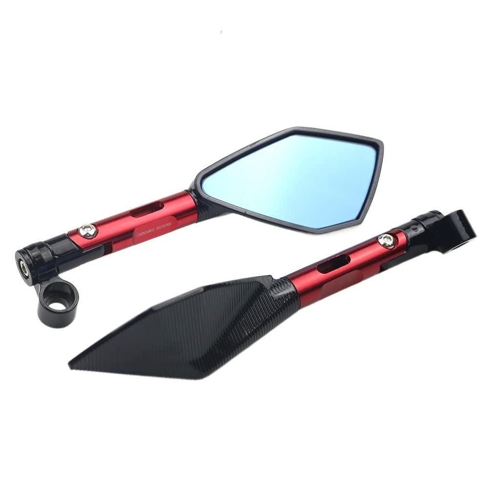 Motorrad Spiegel Universal-Aluminium-Motorrad-Lenker-Rückspiegel spiegeler blauer Blendschutzspiegel Roller Spiegel(Long Red) von LIUCHUCHU