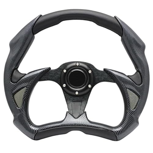 Sportlenkrad 14-Zoll-Auto-modifiziertes Halbkreis-Carbonfaser-Lenkrad, modifiziertes Rennsportwagen-Universallenkrad SportlenkräDer(Noir) von LIUCHUCHU