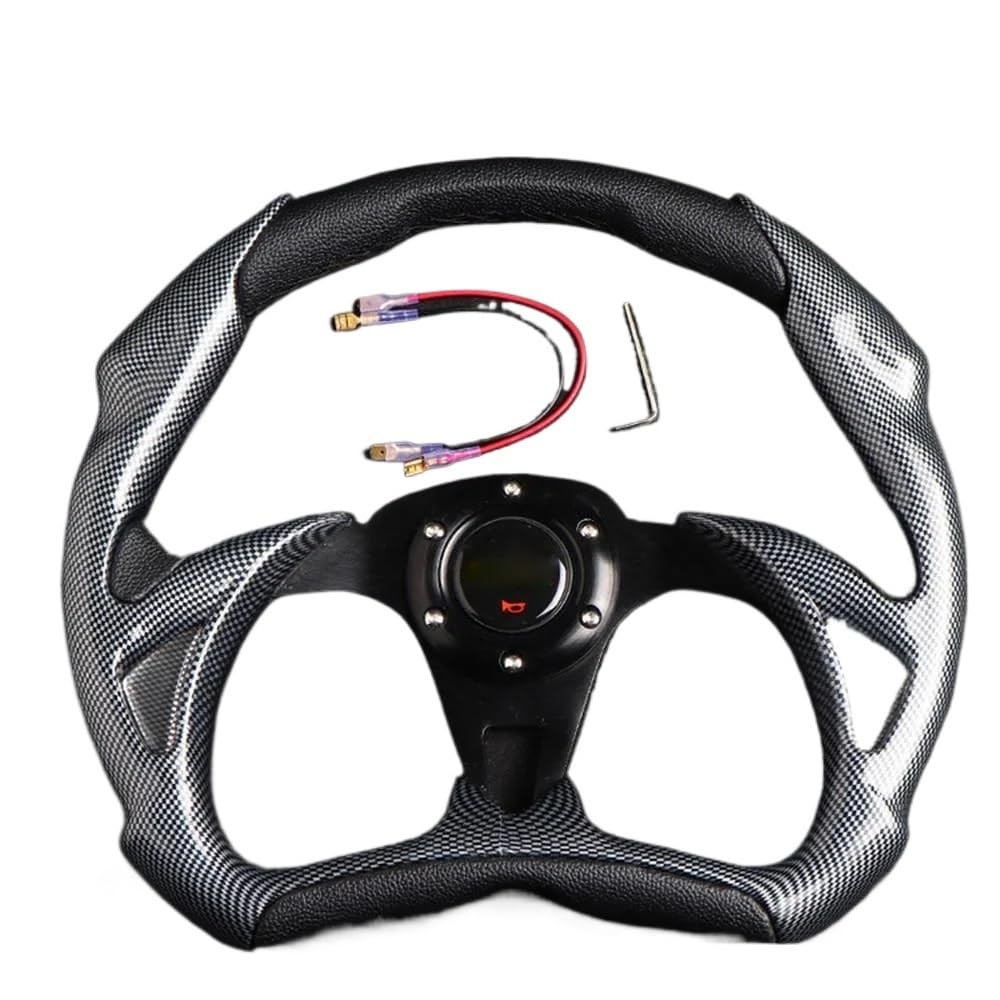 Sportlenkrad 14-Zoll-Auto-modifiziertes halbkreisförmiges Kohlefaser-Lenkrad, modifiziertes Racing-Universal-Lenkrad SportlenkräDer(14 inch Black) von LIUCHUCHU