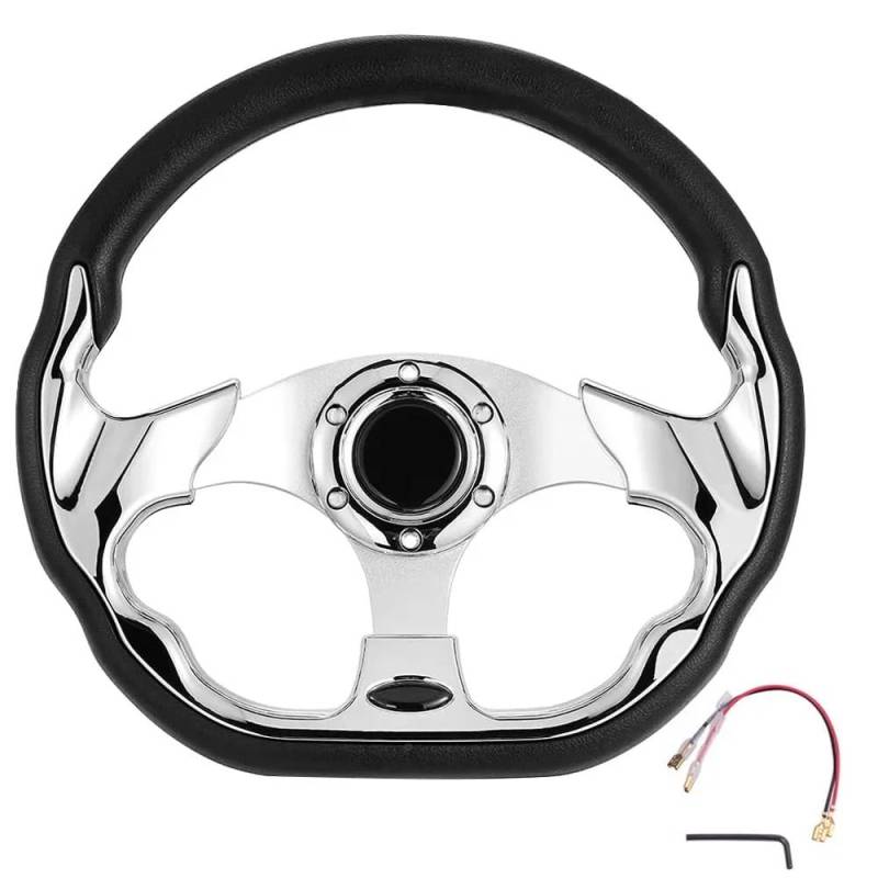 Sportlenkrad Universelles 13" 320mm Rennsportwagen-Lenkrad mit Hupenknopf aus Kohlefaser SportlenkräDer(CHROME) von LIUCHUCHU