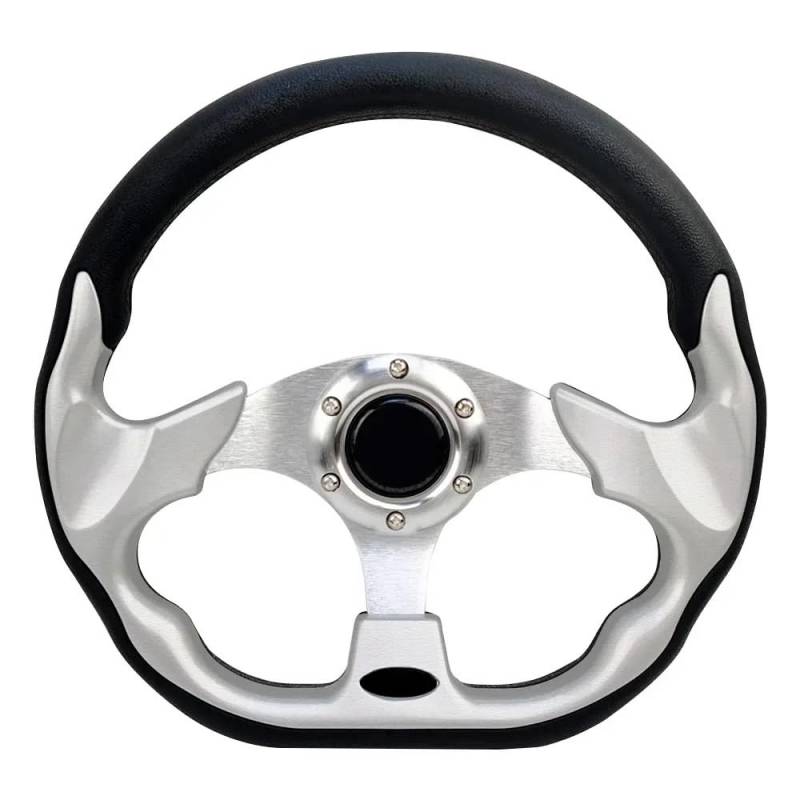 Sportlenkrad Universelles 13" 320mm Rennsportwagen-Lenkrad mit Hupenknopf aus Kohlefaser SportlenkräDer(Silver) von LIUCHUCHU