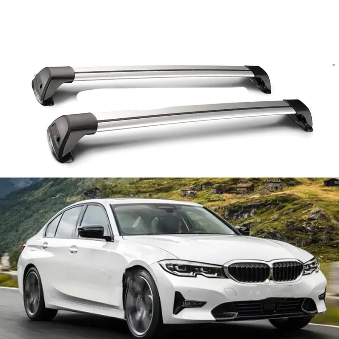 2 Stück Aluminium-Querträger für Autodachgepäckträger für BWM 5 Series 4dr Sedan 2017-2021, Auto Offene Dachreling Dachgepäckablage Diebstahl-Bars Auto Zubehör von LIULAOGEN